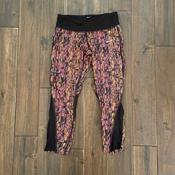 Nike Running Dri-Fit Neon Racer Crop Leggings S - Picture 1 of 6